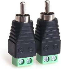Solderless RCA Male Plug to AV Screw Terminal - 2 Pack for Effortless Setup