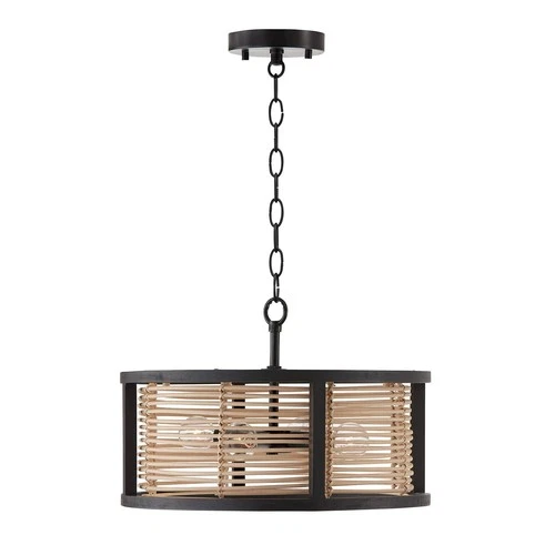 Capital Lighting Rico 16" Wide Rattan and Wood Drum Ceiling Light - Picture 5 of 8
