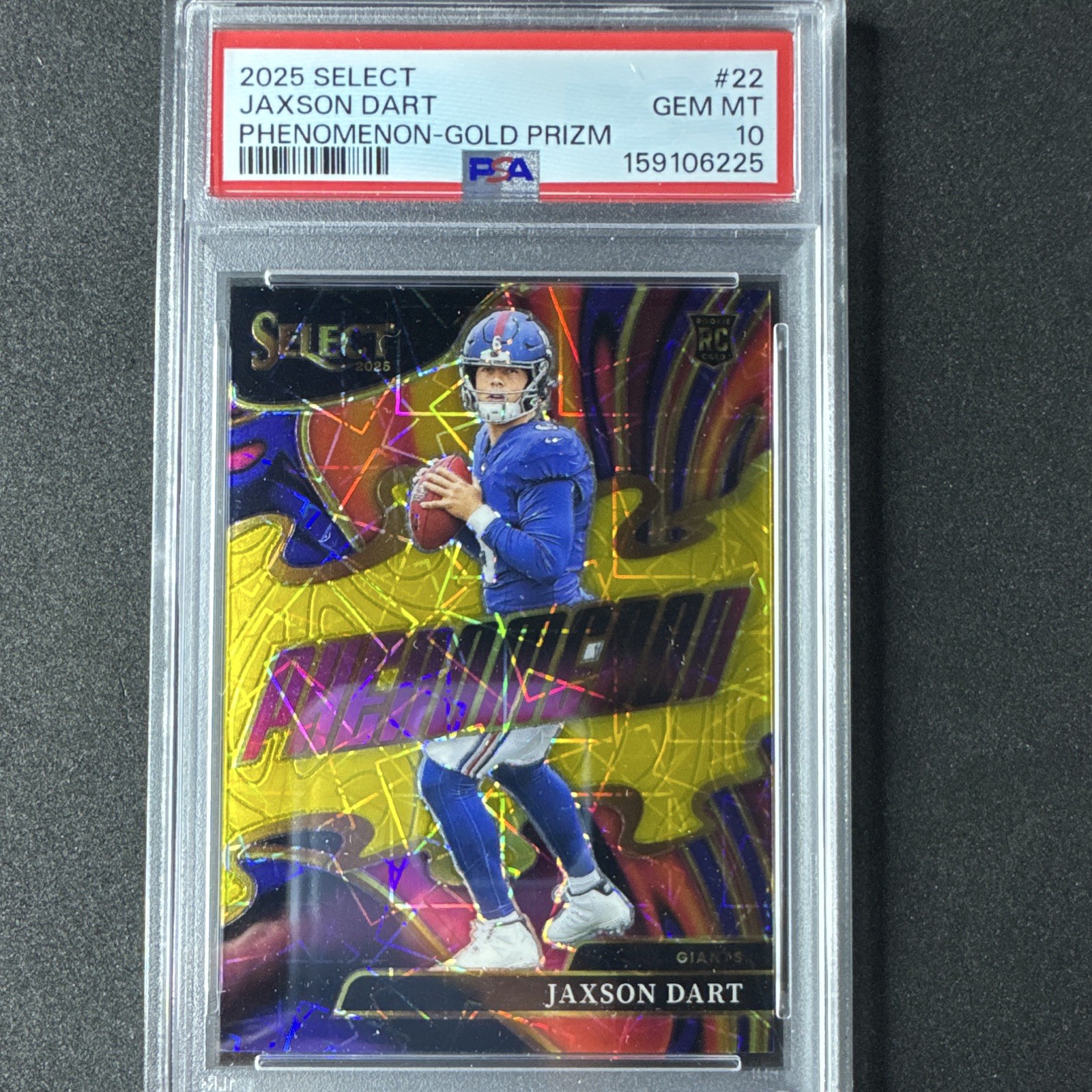 POP 1 Jaxson Dart /10 RC Gold Prizm PSA10 Phenomenon 2025 Select #22 PSA 10