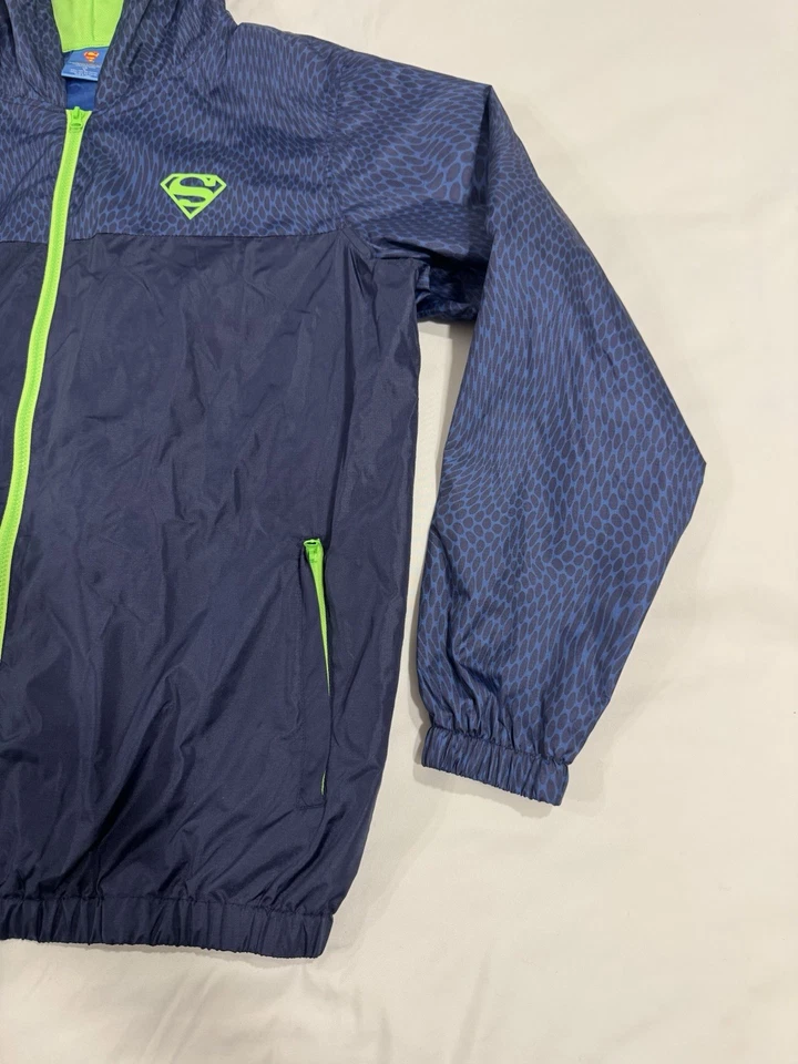 Cortavientos DC Comics Superman Azul Marino Verde Para Hombre Talla XL USADO EN EXCELENTE ESTADO Foto 4 de 4