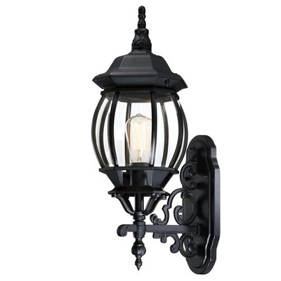 23 Inch Vintage Black Wall Sconce - Large No Sensor, Black-1P-23''