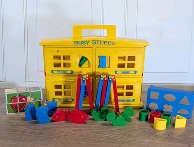 Vintage 1972 BUSY STORES Toy Kohner Bros Educational Toys Puzzles Kids Baby 