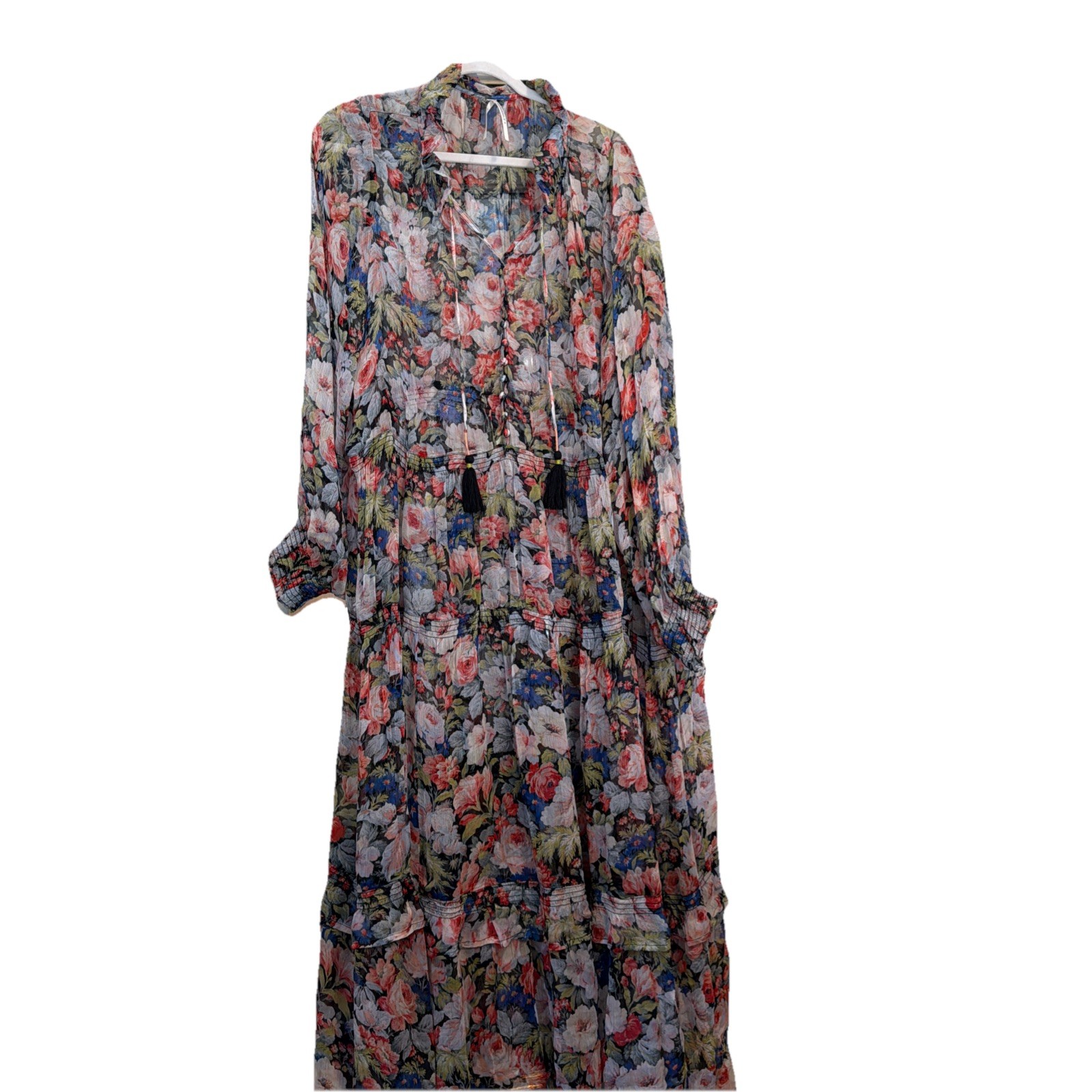 Anthropologie The Marais Printed Chiffon Maxi Dress Size 2XL no slip
