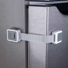 2-Pack Child Proof Fridge Lock with Adhesive - Adjustable Baby Proofing Strap...