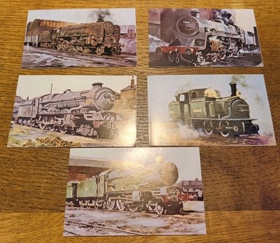 Derek Jones Druck X5 Weihnachtskarten Dampfeisenbahn Lokomotiven Eisenbahnen Kunst 