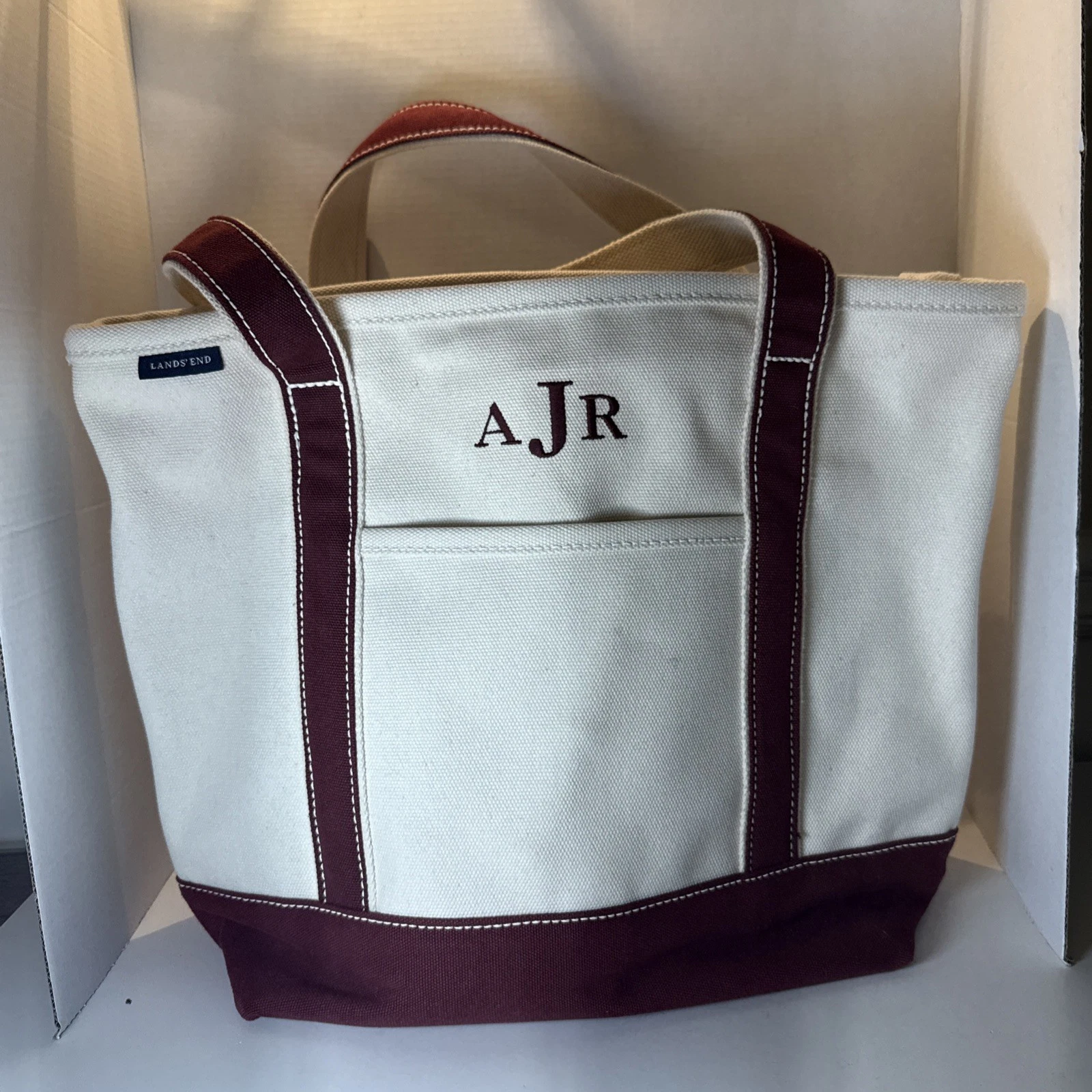 Vintage Lands End XL Canvas Bag Purple Initials AJR