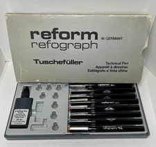 Reform Refograph 8 Pen Set West Germany DRAWING TECHNICAL Pen Set No. 17866T