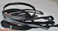 Equi-Royal NEW w/Tag- 2 Pairs English Bridle Black Cotton Web Reins Tack Lot