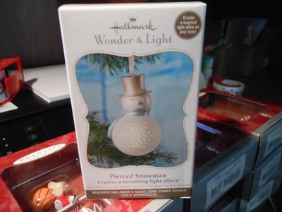 Hallmark Wonder & Light'' Pierced Snowman'' 2011 Light Ornament NEW