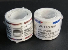 2 Coils Forever Stamps 200 Total Mint Postage US Flag 2017-2018