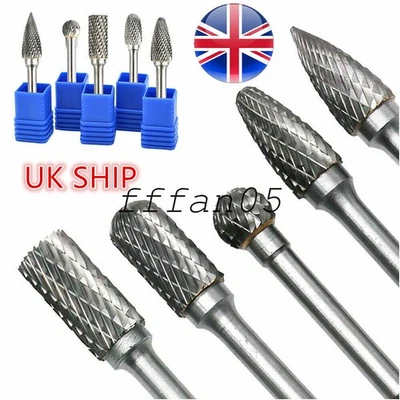 SAVIEVA 5PCS Metal Tungsten Carbide Rotary Burr Set Drill Die Grinder Shank Carving Bits