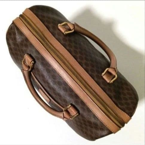 CELINE Macadam Pattern Mini Boston Bag Brown PVC Leather Authentic Vintage — image 18