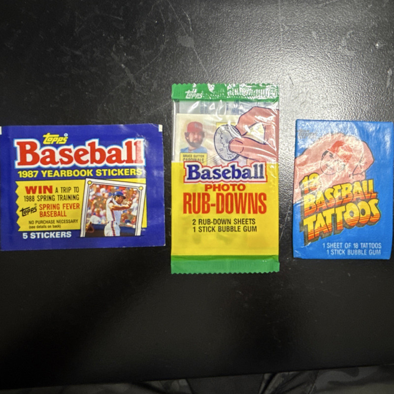 Lot of 3 Topps  MLB Baseball card/stickers unopened packs from 85, 86 and 87