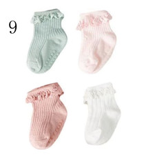 4Pair/Lot New Baby Children'S Non-Slip Autumn Winter Cotton Socks Solid Color