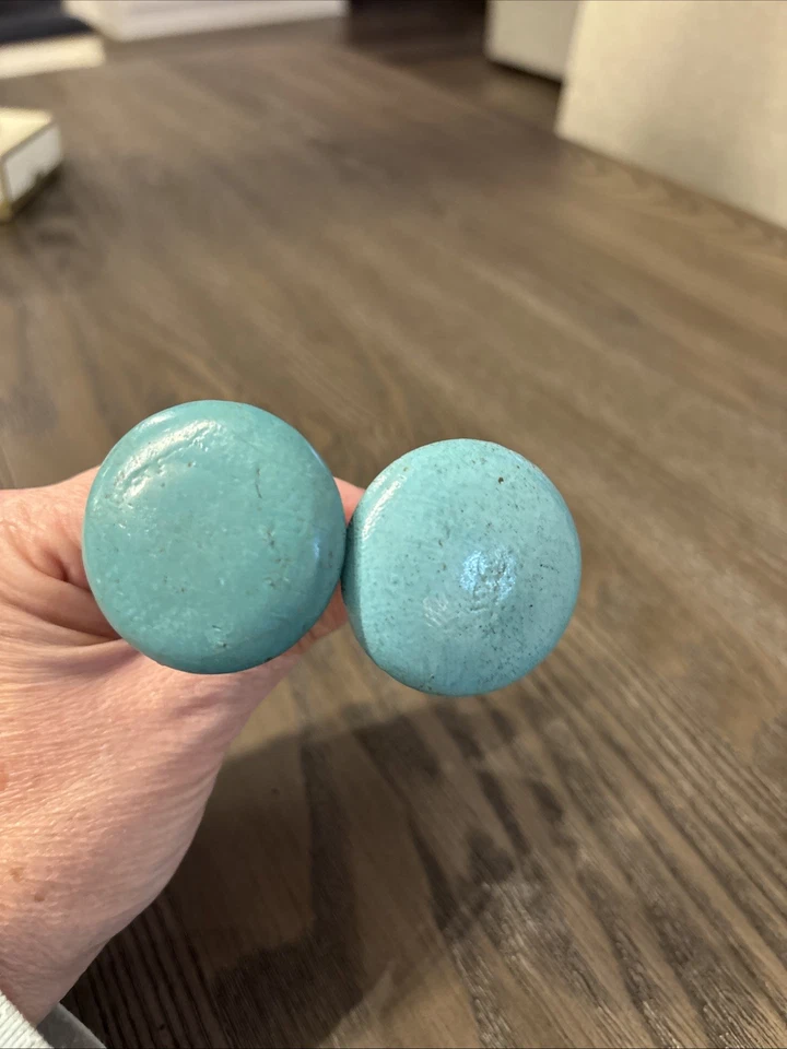 Дверные ручки винтажный деревянный бирюзовый синий набор из 2 шкафов без винта сзади - Изображение 4 из 4