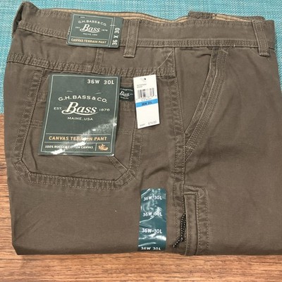 G.H. Bass & Co. Men s Brown Cotton Terrain Canvas Pants 36W 30L Regular Fit
