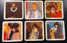 (6) Fine Art Vintage Coasters 5 Pablo Picasso 1 El Greco Felt Backing L'attente