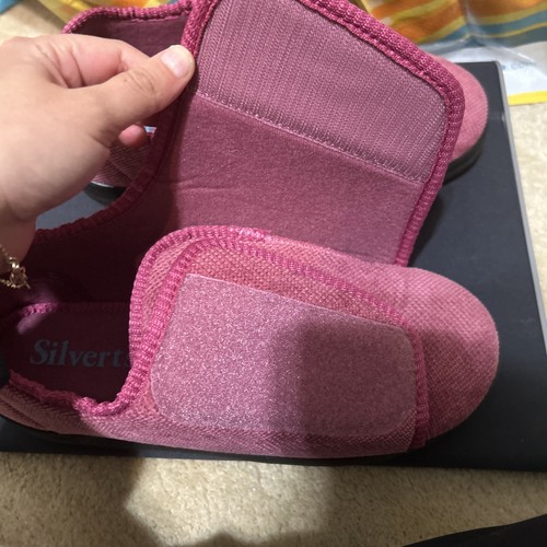 Silverts Wide Strap Comfort Slipper Shoes Size W9 M7 Plum Slip-Resist Diabetic - Afbeelding 6 van 8
