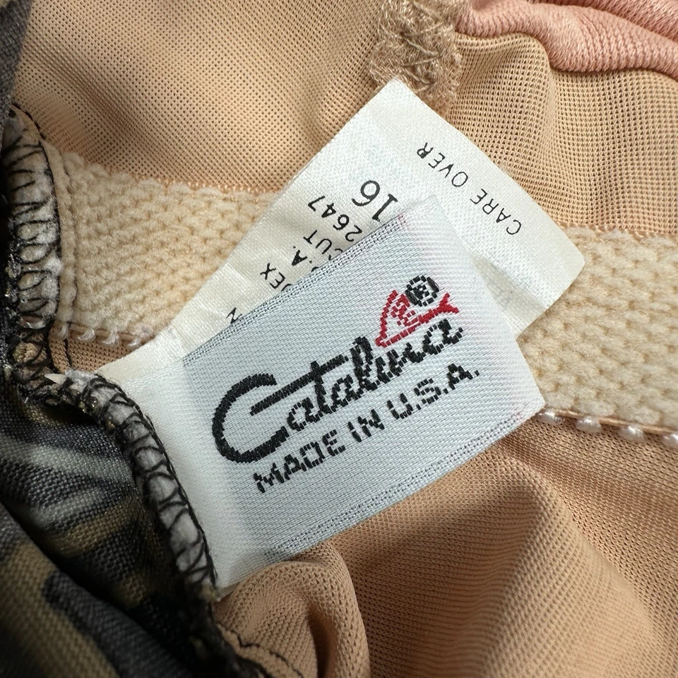 复古 Catalina 金色佩斯利黑帮妻子连体泳衣 16 码美国制造 — 第 4/4 张图片