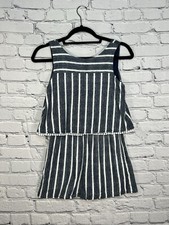My Michelle Girls One Piece Romper Outfit Size Small Blue with White Stripes