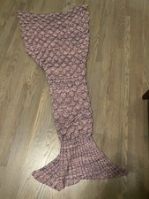 Mermaid Tail Knitted Hand Crocheted Blanket Purple/Pink