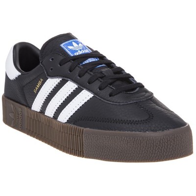 adidas black leather trainers