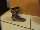 FENTON ART GLASS AMETHYST CARNIVAL DAISY & BUTTON BOOT