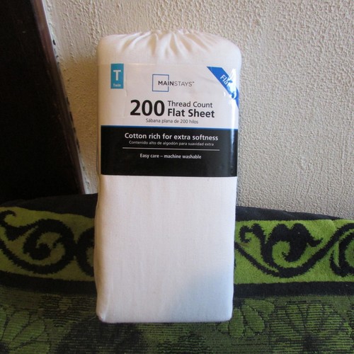 New Mainstays White, Twin Bedsheet. 66" x 96"