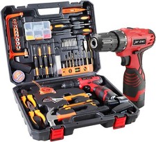 108 Piece Power Tool Combo Kits with 16.8V Cordless Drill, Household Tools Set