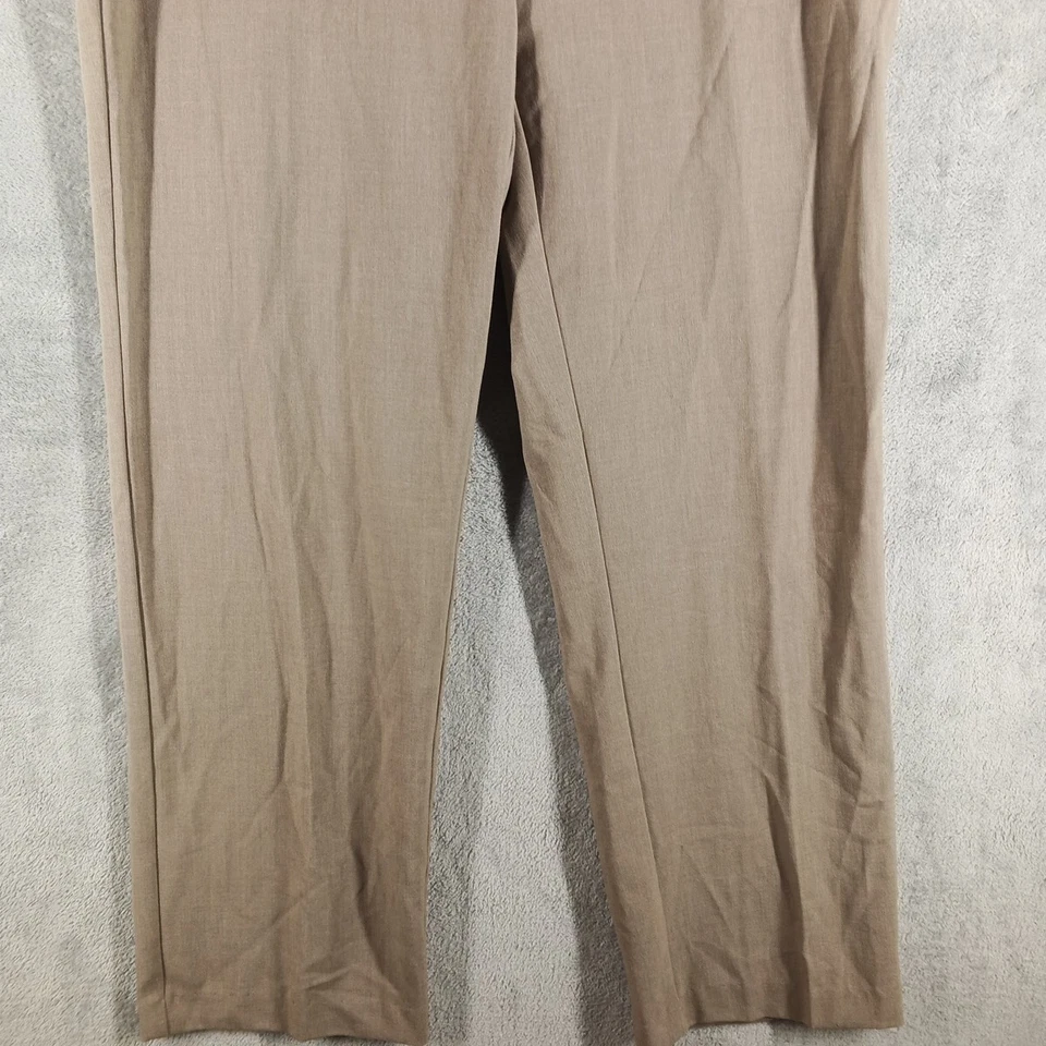 Pantalones de oficina de tiro alto DRESSBARN para mujer talla 14 W36 L31 pierna recta tejido topo Foto 3 de 4