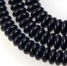 50 Czech Glass Rondelle Beads - Jet / black onyx 6x2mm
