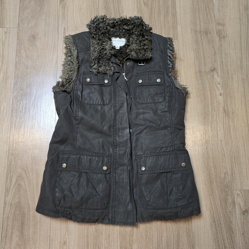 Banana Republic Faux Fur Lined Vest Womens Small Brown Front Pockets - 第 6/7 張圖片