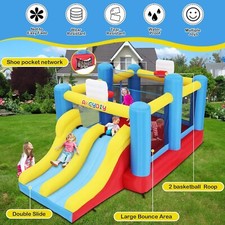Inflatable Bounce House with Blower, Double Slide, Large Bounce Area Kids Gifts