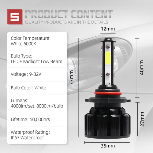 9005+H11 LED Headlight Combo High Low Beam Bulbs Super White Bright Lamps - Foto 6 di 11