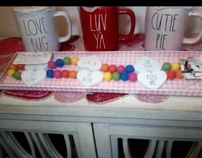 RAE DUNN Valentine's Garland Bundle CUTIE PIE LOVE BUG & LOVE YA   Mugs Topper