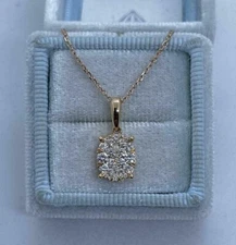 1.10Ct Round Cut VVS1/D Diamond Oval Shape Pendant 14K Yellow Gold Finish