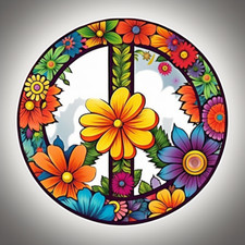 Flower Peace Sign Sticker Cup Laptop Car Vehicle Window Bumper Vinyl Decal
