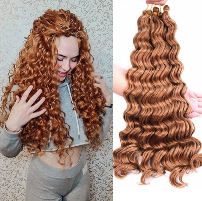 18 80g Deep Wave Crochet Bulk Braiding Hair Synthetic Ocean Wave