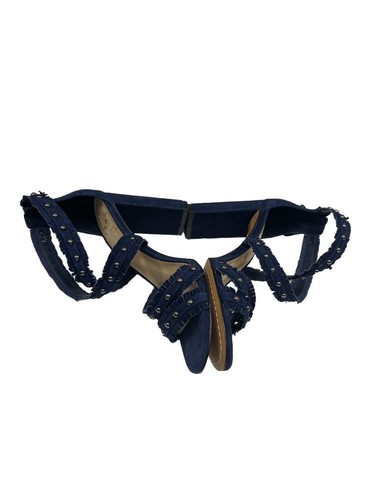 Vince Camuto Bevveyn Blue Suede Studded Ankle Strap Heels Size 6 M - Picture 8 of 9