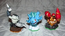 Lot of 3 Skylanders Figures (Drill Sergeant, Warnado & Terrafin) Activision