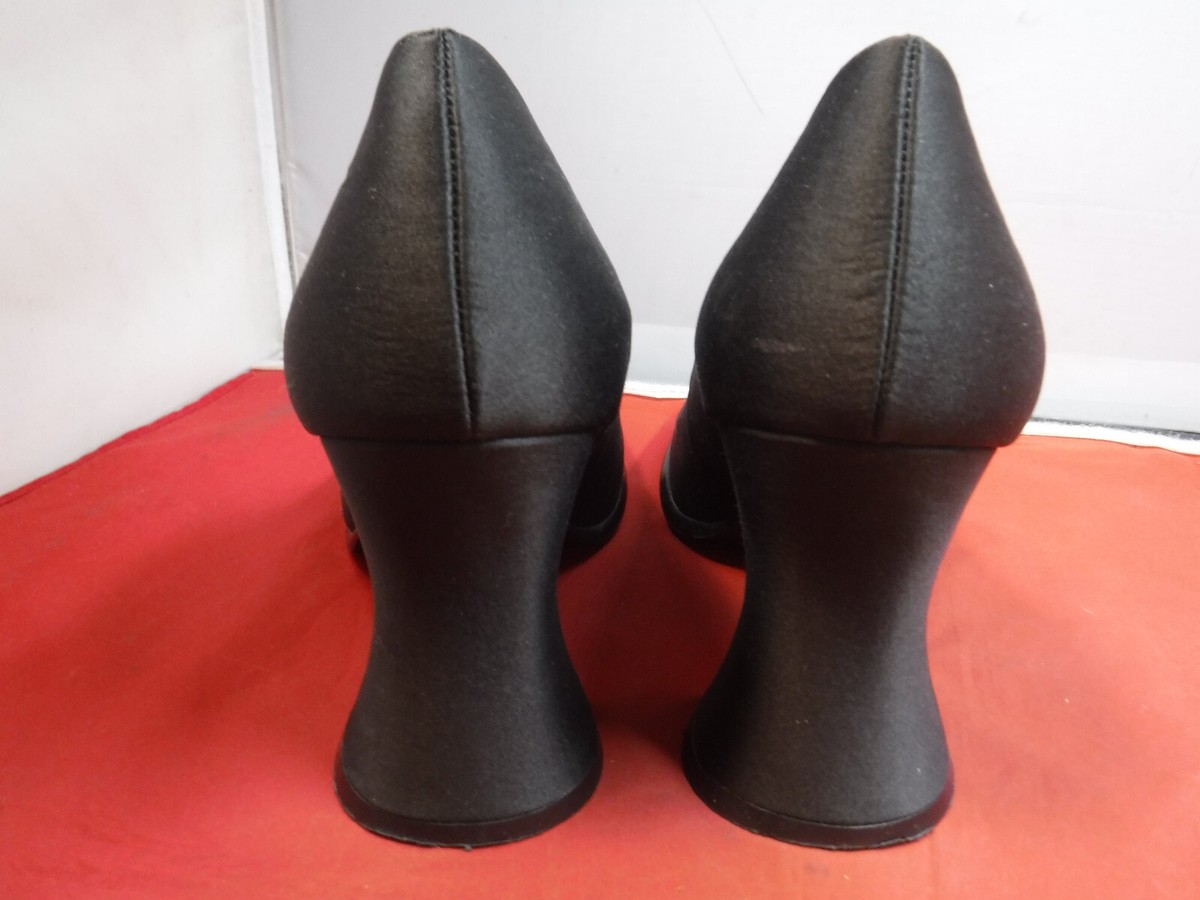 PFR VTG 90s Y2K Unlisted Black Satin Flared Chunky Heel Mary PFR VTG 90s Y2K Unlisted Black Satin Flared Chunky Heel Mary