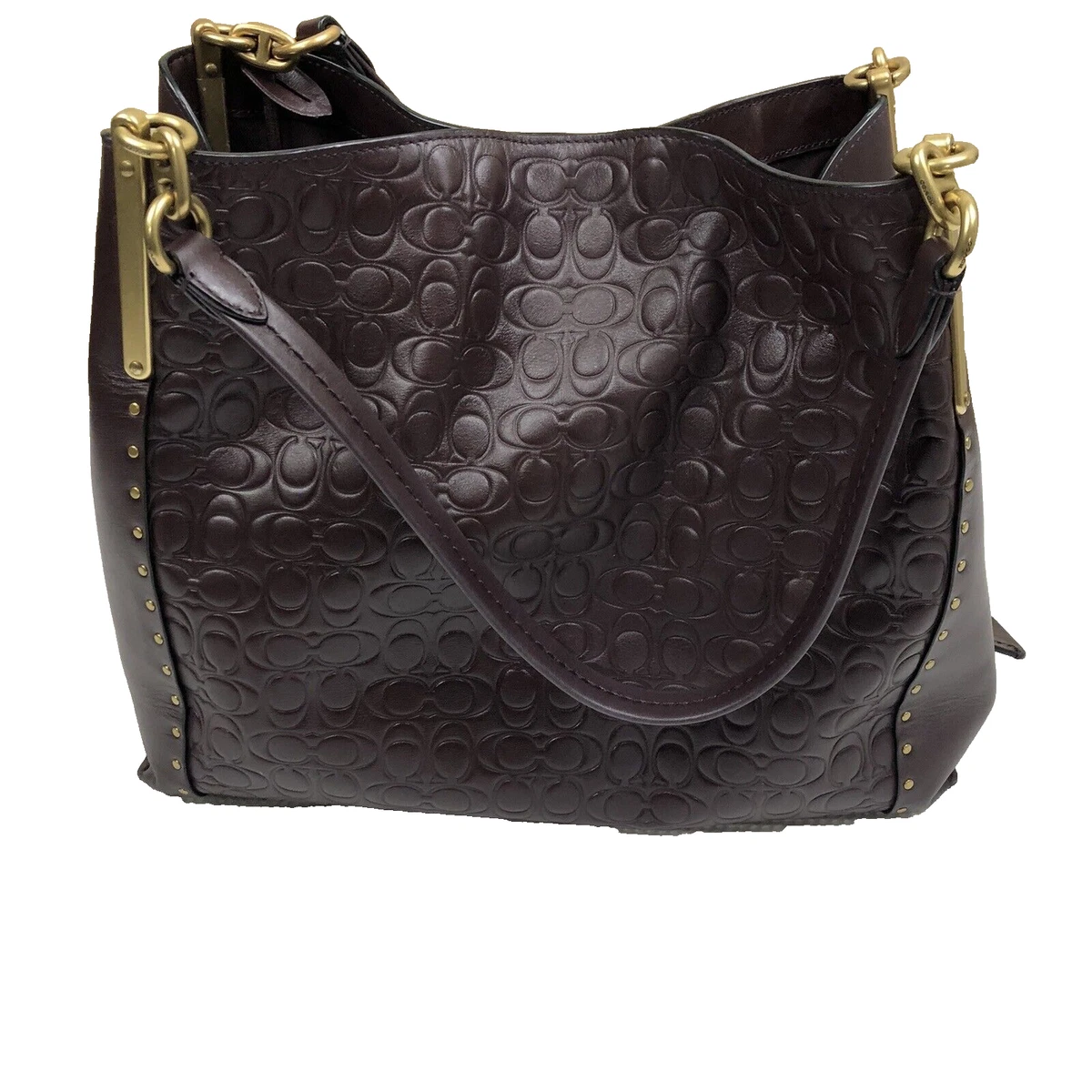 Rare Coach Dalton 31 In Burgundy Signature Leather With Rivets