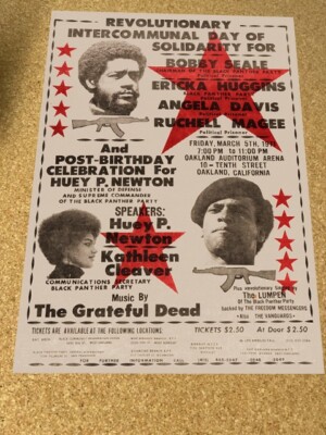 Huey Newton Bobby Seale 1971 Black Panthers Grateful Dead Rally Poster 12x18