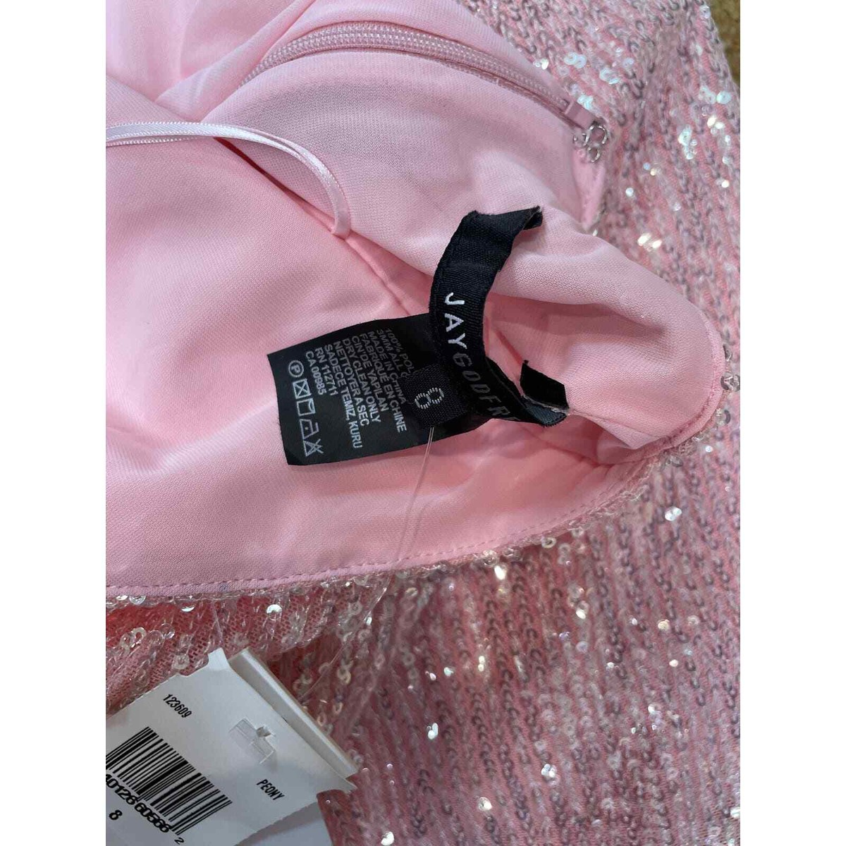 JayGodfrey Valentina Halter Pink Sequin Gown Size 8 NEW with Tags