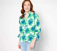 Studio Park Leah Williams Bold Floral Printed Blouse-Kelly Green-Medium-A634582