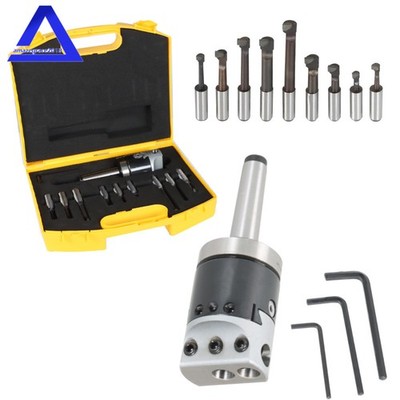 9Pcs 1/2'' Shank Boring Bar Sets 2'' Boring Head (7/8-20) With MT2 Shank