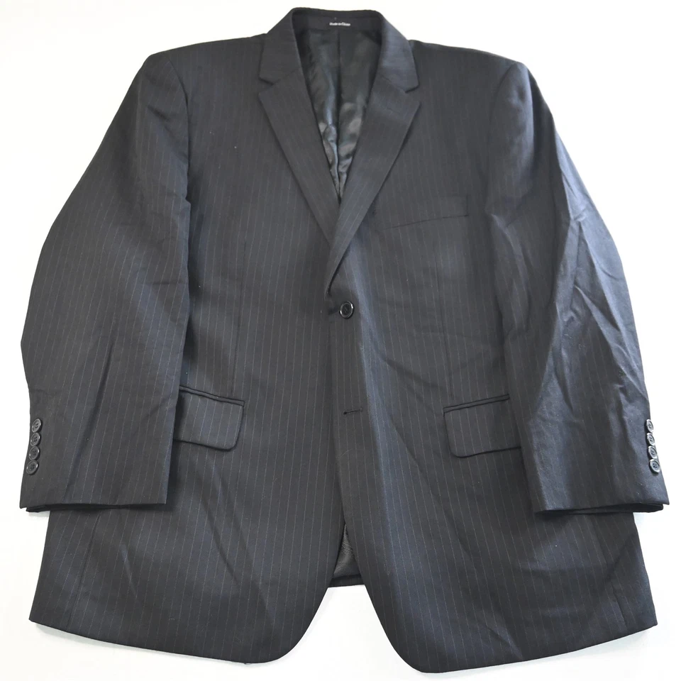 Linea Uomo 44S 38x29 Black Striped 100% Wool Mens Jacket Pants Suit - Image 2 of 4