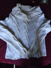 Dana Buchman Sz L Extra Fine Merino Wool Cable Knit Cowl Neck Pullover Sweater 