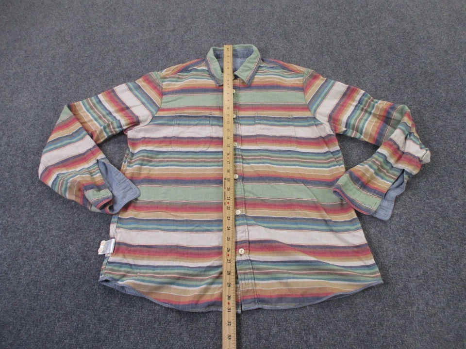 Camisa Faherty Para Hombres XL Azul Rayas Reversible Ligera Preppy Exterior Golf Foto 3 de 4