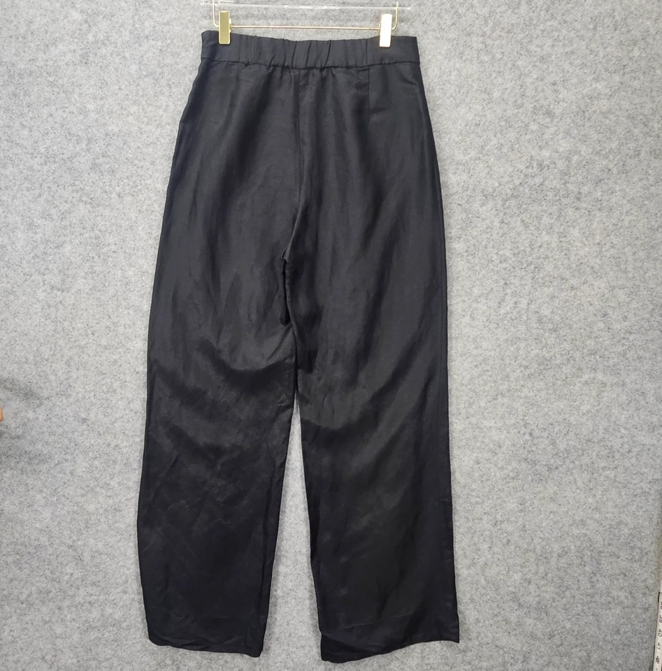 Wide Leg Linen Pants Womens 6 S Black OTHER STORIES Palazzo Light Parisian 28x29 - Image 3 of 4